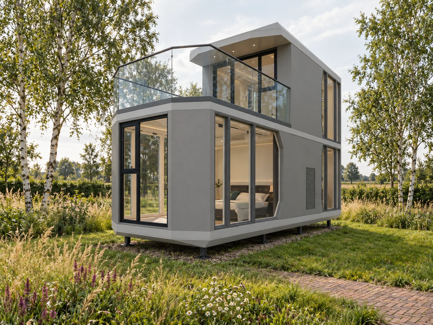 Woning met twee bouwlagen en een dakterras.