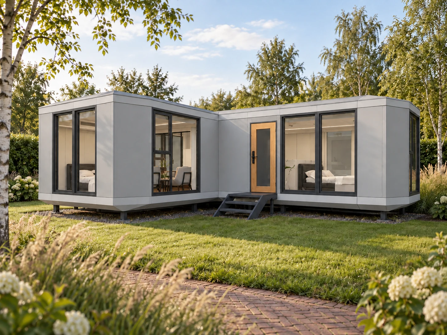 Woning met een L-vormige indeling.